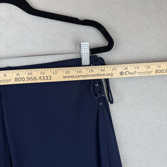 Lauren Ralph Lauren Y2K Drapey Wide Leg Pants Side Tie Blue Nautical Plus Size M - Picture 4 of 8